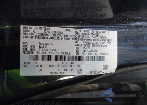 2014 Ford Focus Se из США, поврежденный, VIN 1FADP3F23EL361550